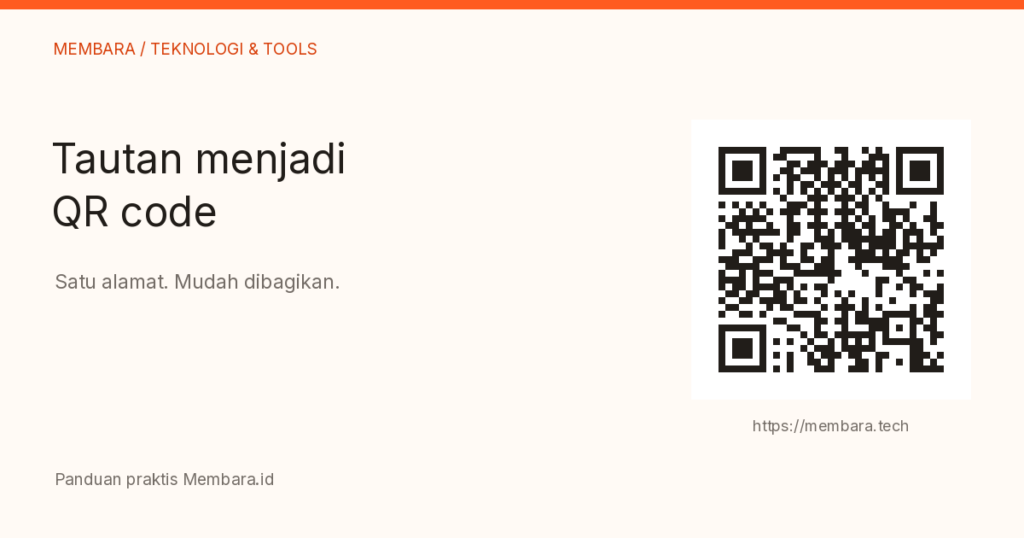 Ilustrasi alur tautan website menjadi QR code yang menuju alamat yang sama.